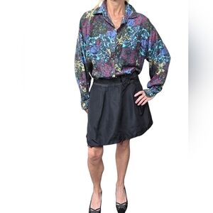 Vintage 90s Punch 100% Silk Paisley Floral Oversized Blouse M